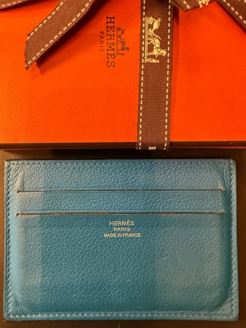 Blue Leather Card Holder - Men's Accessories